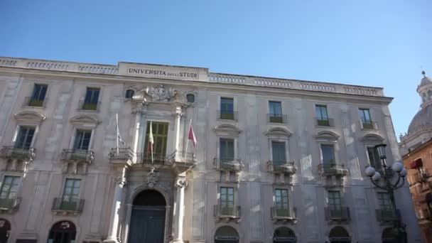 Catania Italy Ιανουαριοσ Άποψη Της Πλατείας Του Πανεπιστημίου Στην Κατάνια — Αρχείο Βίντεο