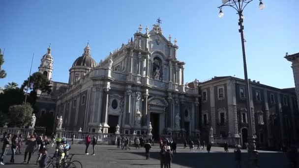 Catania Italy Ιανουαριοσ Άποψη Του Καθεδρικού Ναού Της Κατάνια Που — Αρχείο Βίντεο