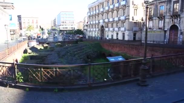 Catania Italy January Ruins Roman Amphitheater Stesicoro Square 2017 — 비디오