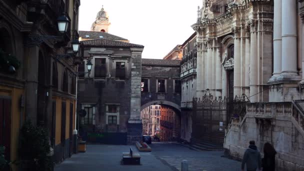 Catania Italië Maart Weergave Van Dei Crociferi San Benedetto Arch — Stockvideo