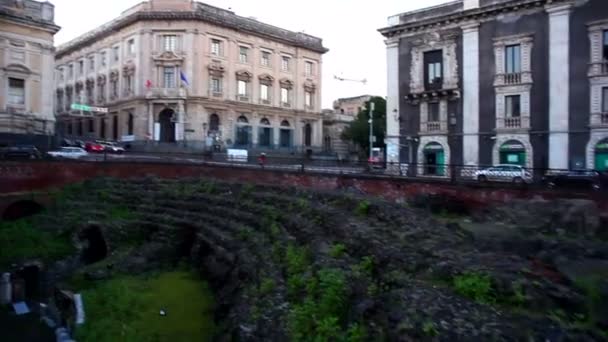 Catania Italië Januari Ruïnes Van Het Romeinse Amfitheater Het Stesicoro — Stockvideo