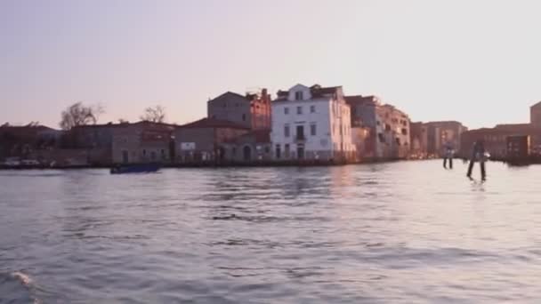 Vedere Din Laguna Veneția Barca Feribot — Videoclip de stoc
