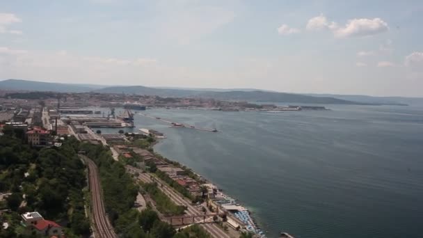 Vista Superior Trieste Mar Adriático — Vídeos de Stock