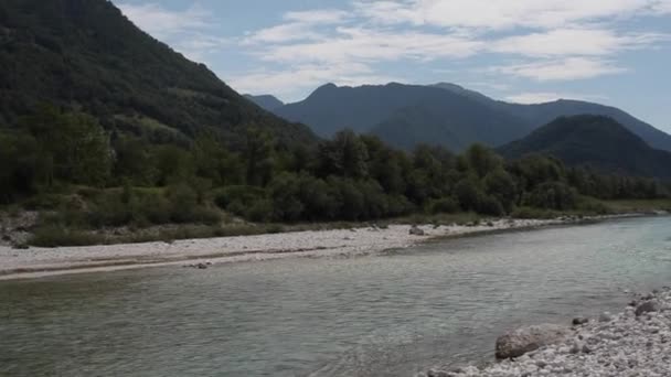 Widok Rzekę Soca Słowenia — Wideo stockowe