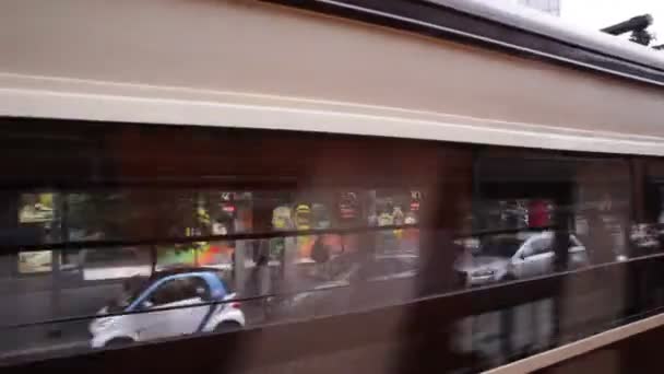 Milan Italië Juni Zicht Milaan Straat Vanaf Tram Juni 2016 — Stockvideo