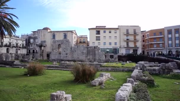 Apollo Tapınağı Talya Nın Sicilya Syracuse Kentindeki Piazza Pancali Nin — Stok video