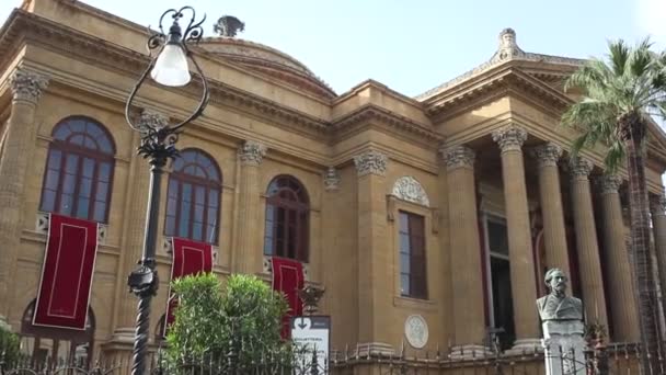 Palermo イタリア 12月 12月20日のパレルモのオペラハウス テアトロ マッシモの眺め — ストック動画
