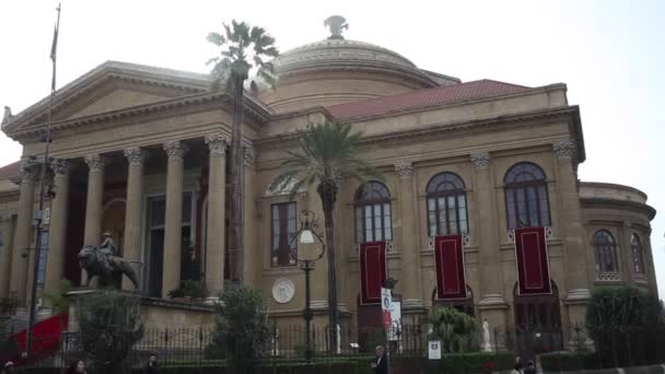 Palermo Italië December Zicht Het Teatro Massimo Operagebouw Palermo December — Stockvideo