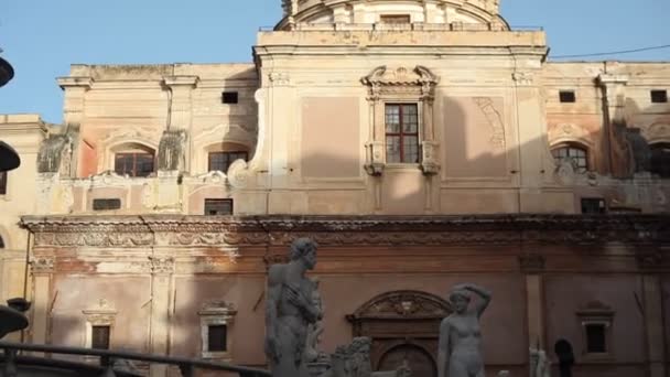 Palermo Italia Diciembre Vista Fontana Delle Vergogne Piazza Pretoria Diciembre — Vídeos de Stock