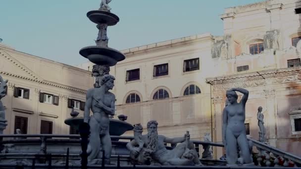 Palermo Włochy Grudzień Widok Fontana Delle Vergogne Piazza Pretoria Grudnia — Wideo stockowe