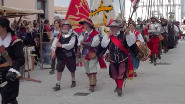 Palmanova Włochy Września Historycznych Grup Ubraną Strój Starożytnych Podczas Historycznej — Wideo stockowe