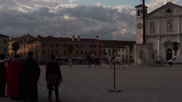 Palmanova Italy September Giostra Della Quintana Tarihsel Bir Mızrak Dövüşü — Stok video