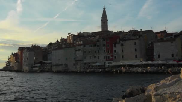 Blick Auf Die Kleine Stadt Rovinj Istrien Kroatien — Stockvideo