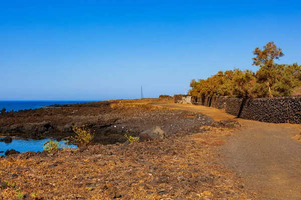 Carretera Junto Mar Isla Linosa Sicilia —  Fotos de Stock