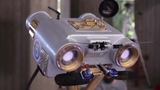 Trieste Italy May Remake Robot Number Johnny Five Hero Short — Stock Video