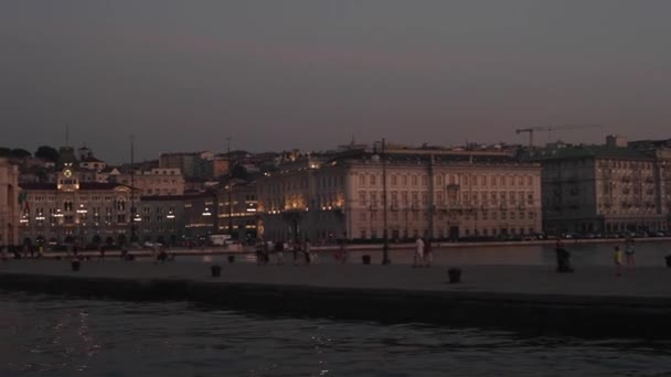 Vista Trieste Barco Balsa — Vídeo de Stock