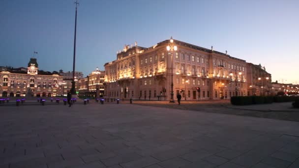 Trieste Itália Novembro Vista Praça Principal Cidade Pôr Sol Novembro — Vídeo de Stock