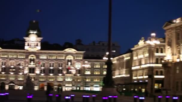 Trieste Italia Noviembre Vista Nocturna Plaza Principal Trieste Noviembre 2016 — Vídeo de stock