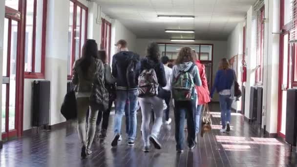 Vimercate Włochy Kwiecień Uczniowie Grupy Spacerujący Korytarzem Kwietnia 2013 — Wideo stockowe