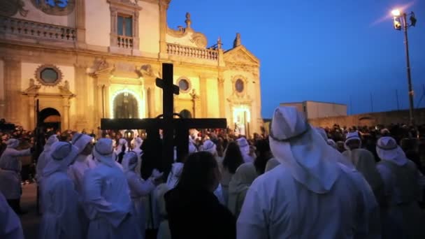 Leonforte Deki Kutsal Cuma Alayı Ölüm Döngüsünü Nın Dirilişini Kutluyor — Stok video