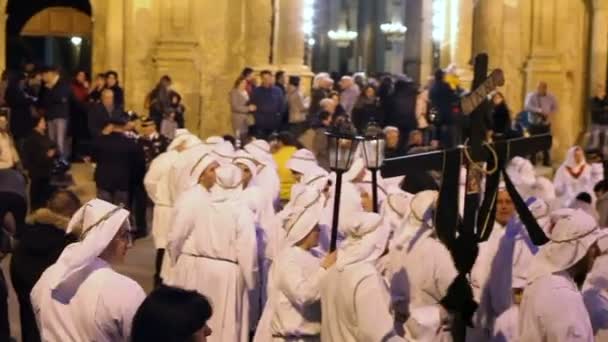 Leonforte Italia Abril Procesión Del Viernes Santo Leonforte Celebra Ciclo — Vídeos de Stock