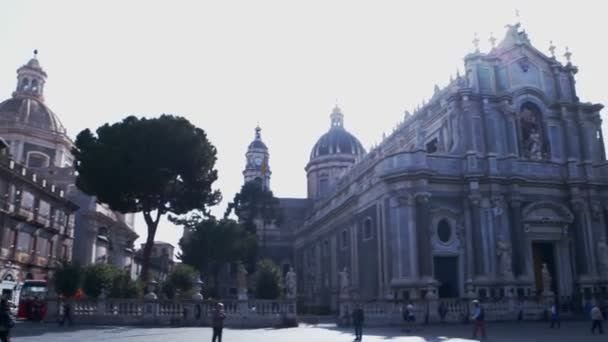 Katanien Italien April Blick Auf Die Kathedrale Von Catania Auf — Stockvideo