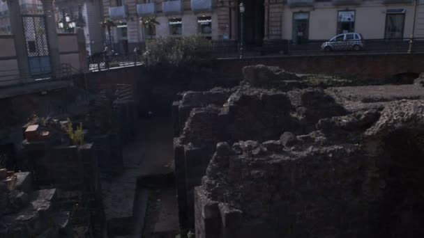 Катания Италия Апреля 2019 Вид Римские Руины Площади Стезикоро — стоковое видео