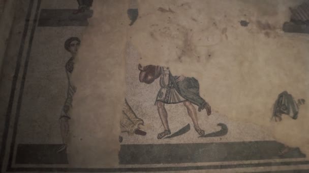 Piazza Armerina Italia Aprile Mosaici Villa Romana Del Casale Famosi — Video Stock