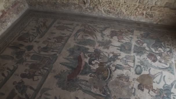 Piazza Armerina Włochy Kwiecień Mozaiki Sali Bankietowej Villa Romana Kwietnia — Wideo stockowe