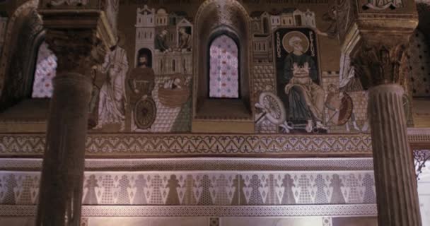 Glanzdecke Der Pfalzkapelle Königliche Kapelle Des Normannischen Palastes Palermo Mischung — Stockvideo