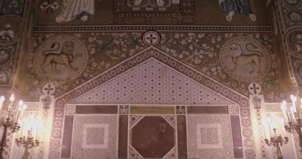 Techo Luminoso Capilla Palatina Capilla Real Del Palacio Normando Palermo — Vídeos de Stock