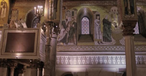 Splendente Soffitto Della Cappella Palatina Cappella Reale Del Palazzo Normanno — Video Stock