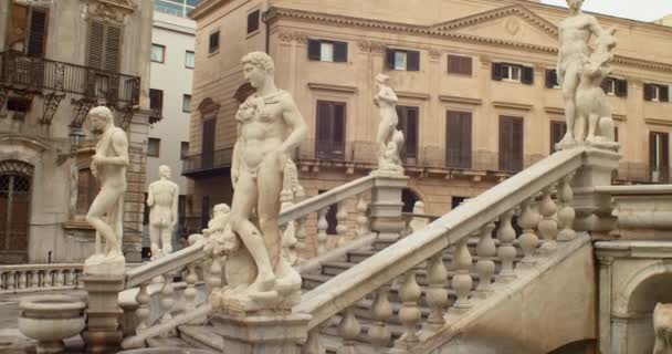 Vue Fontaine Pretoria Palerme Également Appelée Langue Sicilienne Fontana Delle — Video