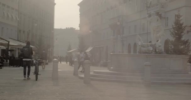 Trieste Italia Dicembre Sole Splendente Sulla Piazza Borsa Dicembre 2020 — Video Stock