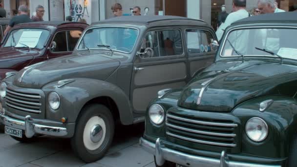 Trieste Włochy Październik Fiat Topolino Wystawiony Podczas Narodowego Dnia Vintage — Wideo stockowe