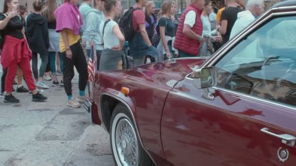 Trieste Italië Oktober Oude Cadillac Tentoongesteld Nationale Dag Van Het — Stockvideo