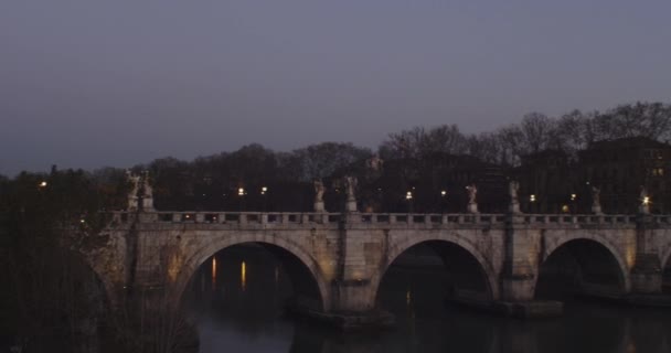 Panorera Från Aelian Bridge Eller Pons Aelius Till Mausoleum Hadrian — Stockvideo