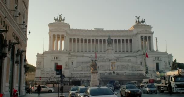 Roma Italia Enero Vista Matutina Del Monumento Nacional Víctor Manuel — Vídeo de stock