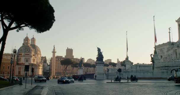 Roma Italia Enero Vista Matutina Del Monumento Nacional Víctor Manuel — Vídeo de stock