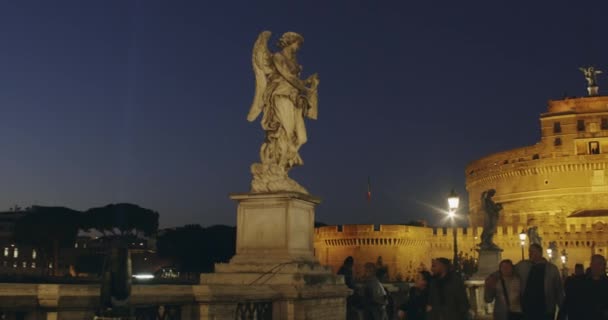 Rom Italien Januari Kvällsutsikt Över Mausoleet Hadrianus Vanligtvis Känd Som — Stockvideo