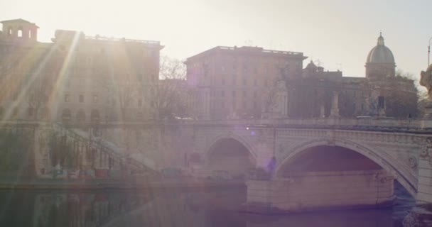 Roma Italia Enero Vista Del Puente Vittorio Emanuele Enero 2020 — Vídeos de Stock
