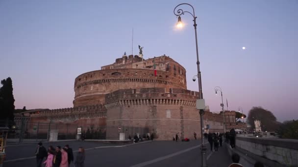 Rom Italien Januari Utsikt Över Mausoleet Hadrianus Vanligtvis Känd Som — Stockvideo