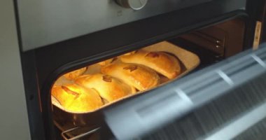 Panzerotti olarak da bilinen calzoni 'yi pişirmek için fırına koyun..