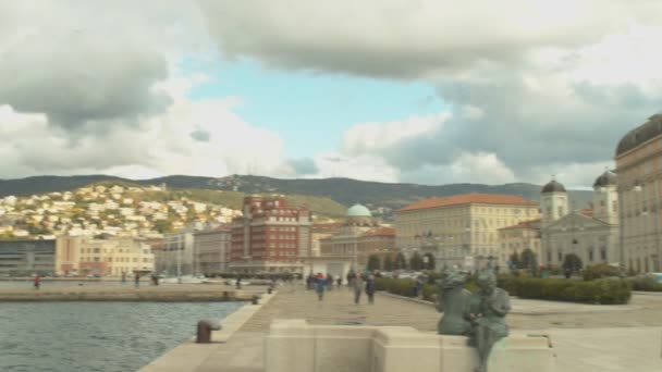 View Famous Scenic Unity Italy Square Trieste — Stock Video