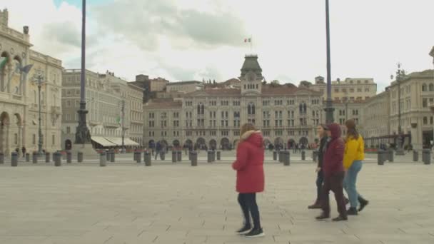 View Famous Scenic Unity Italy Square Trieste — Stock Video