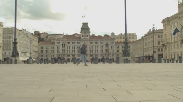 Vista Famosa Cénica Unidade Itália Square Trieste — Vídeo de Stock