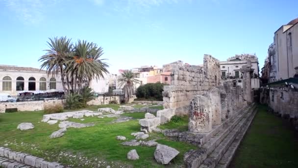 Templo Apolo Uno Los Monumentos Griegos Antiguos Más Importantes Ortygia — Vídeos de Stock