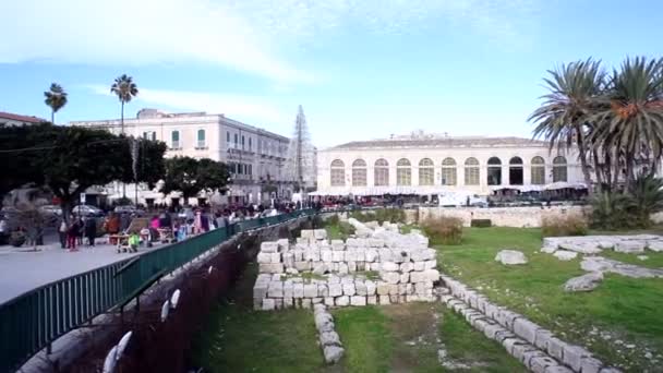 Templo Apollo Dos Mais Importantes Monumentos Gregos Antigos Ortygia Frente — Vídeo de Stock