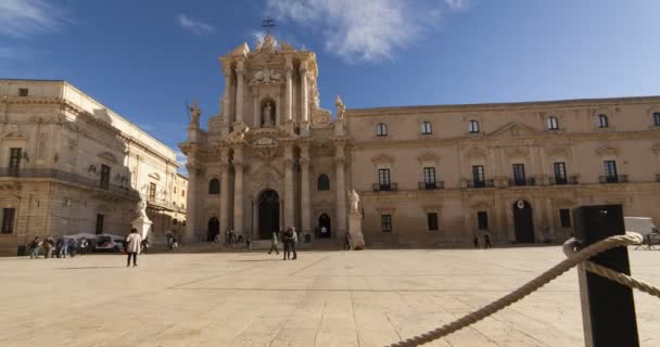 Siracusa Italy December Собор Ортігії Старому Місті Сиракузи Під Назвою — стокове відео