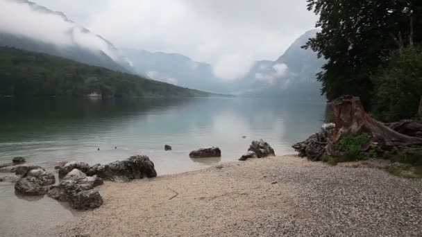 Vista Del Lago Bohinj Lago Permanente Más Grande Eslovenia — Vídeos de Stock